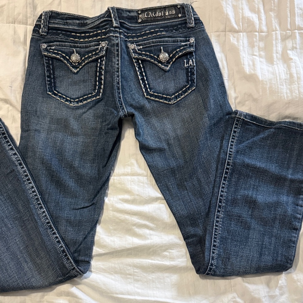 L.A. idol Indigo Embroidered Boot Cut Jeans